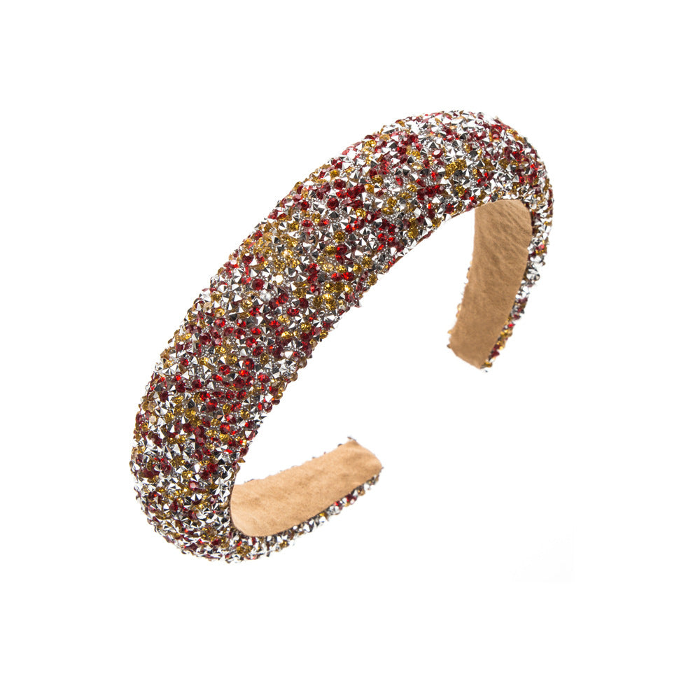 Wholesale New fashion hair pressure non-slip pure handmade sponge wide edge inlaid small rhinestone increased cranial top hair accessories women's headband